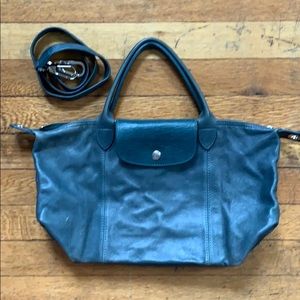 Longchamp Le Pliage Cuir Top-Handle S Teal